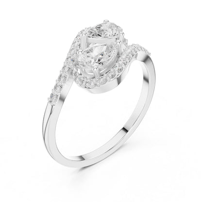 Pear Cluster Lab Grown Diamond Engagement Ring