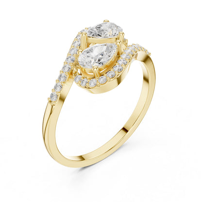 Pear Cluster Lab Grown Diamond Engagement Ring