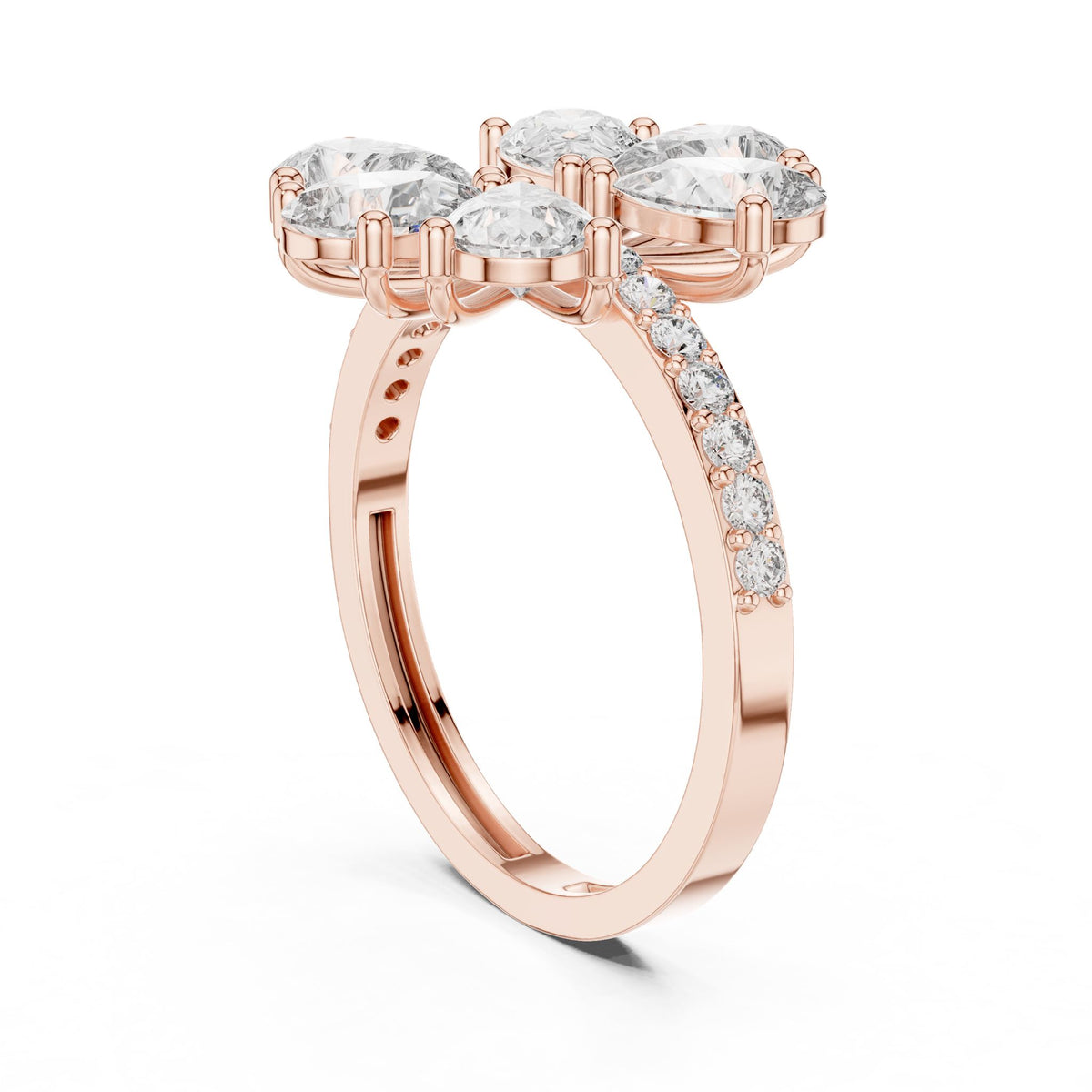 Pear Cluster Lab Grown Diamond Engagement Ring