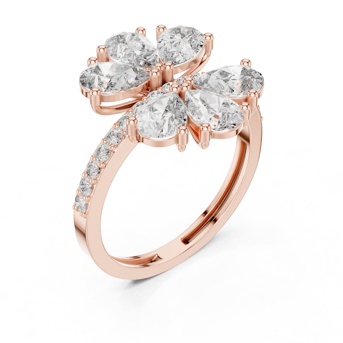Pear Cluster Lab Grown Diamond Engagement Ring