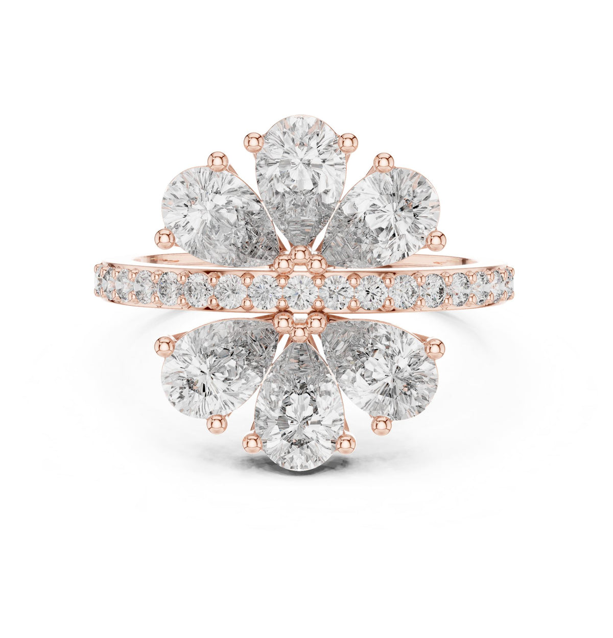 Pear Cluster Lab Grown Diamond Engagement Ring