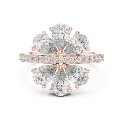 Pear Cluster Lab Grown Diamond Engagement Ring