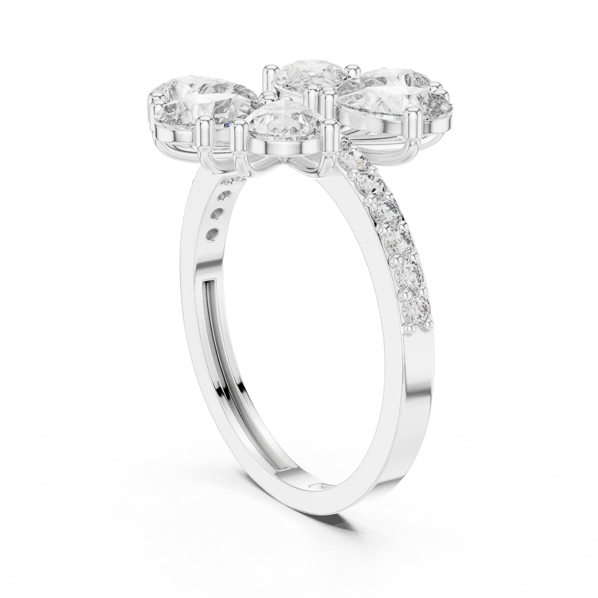 Pear Cluster Lab Grown Diamond Engagement Ring