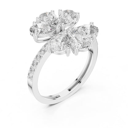 Pear Cluster Lab Grown Diamond Engagement Ring