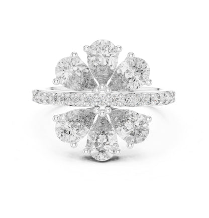 Pear Cluster Lab Grown Diamond Engagement Ring