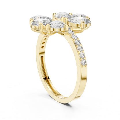 Pear Cluster Lab Grown Diamond Engagement Ring