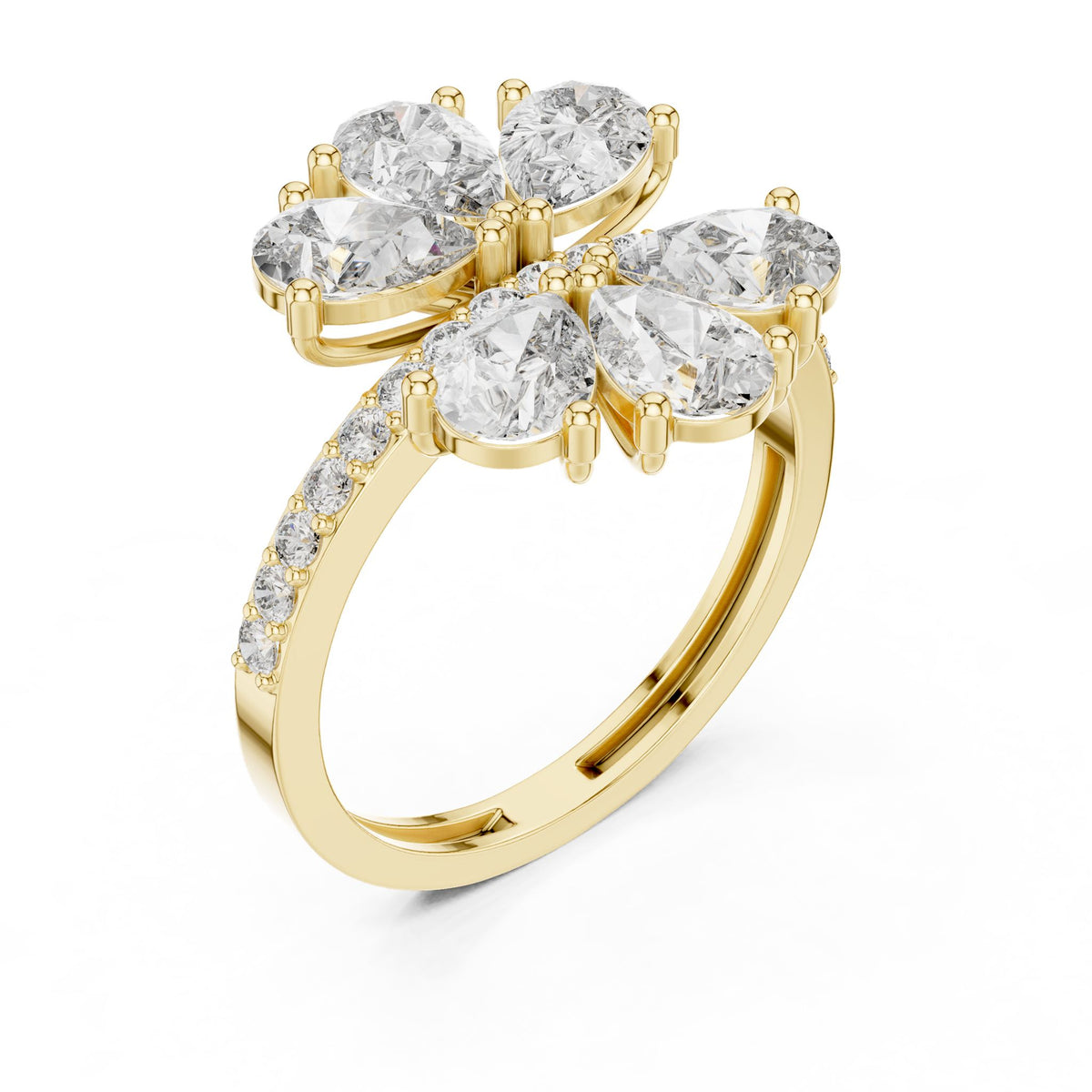 Pear Cluster Lab Grown Diamond Engagement Ring