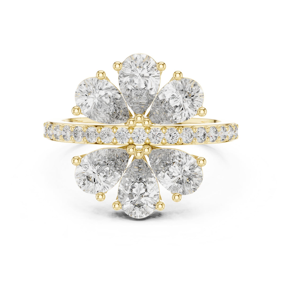 Pear Cluster Lab Grown Diamond Engagement Ring