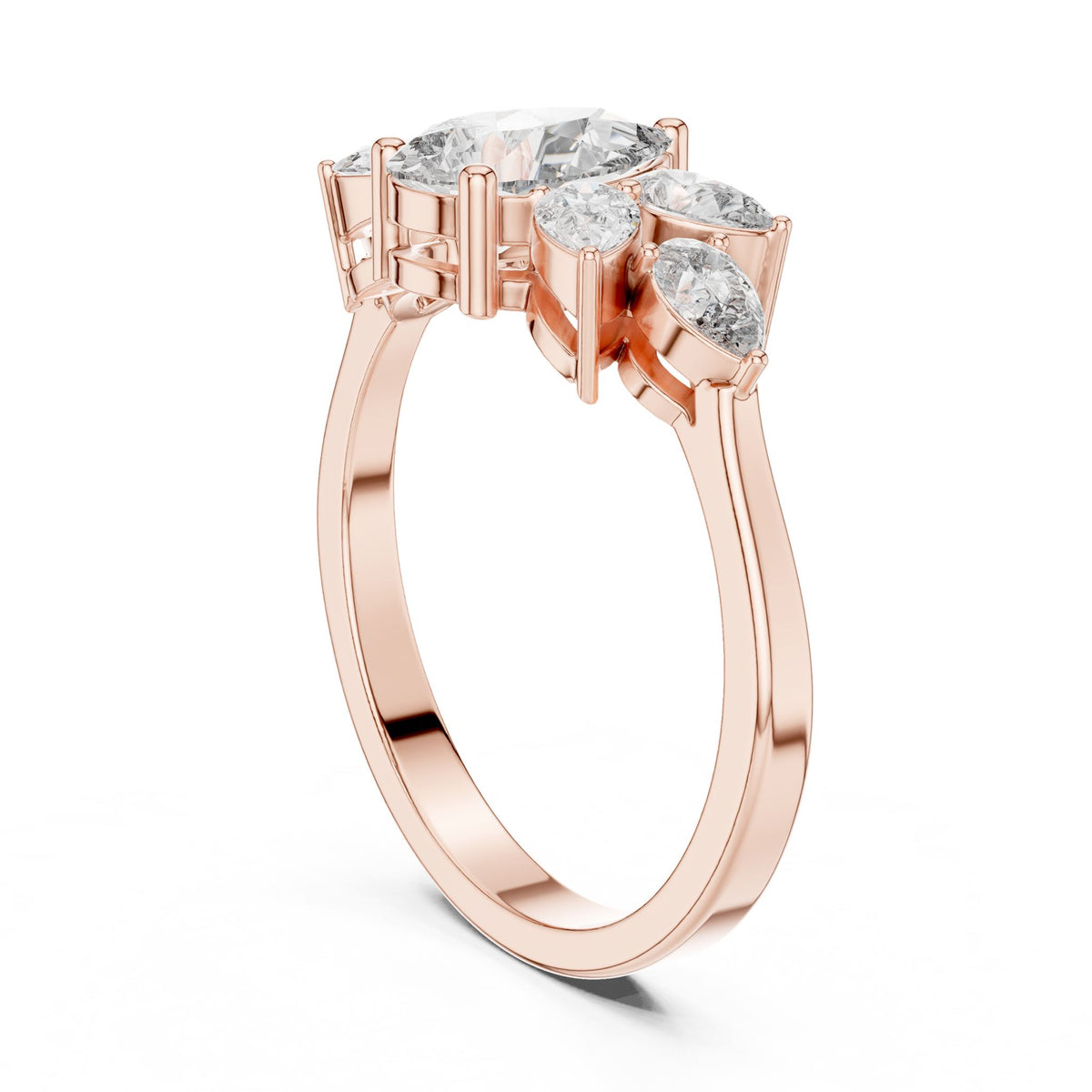 Pear Cluster Lab Grown Diamond Engagement Ring