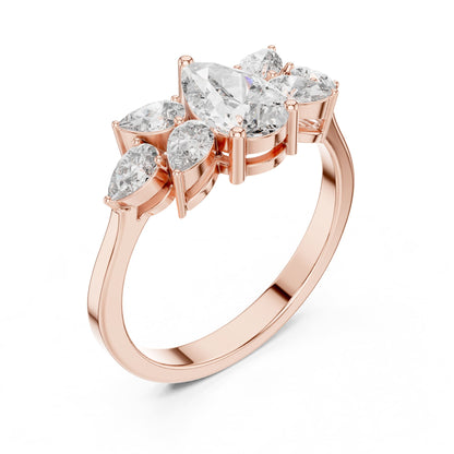 Pear Cluster Lab Grown Diamond Engagement Ring