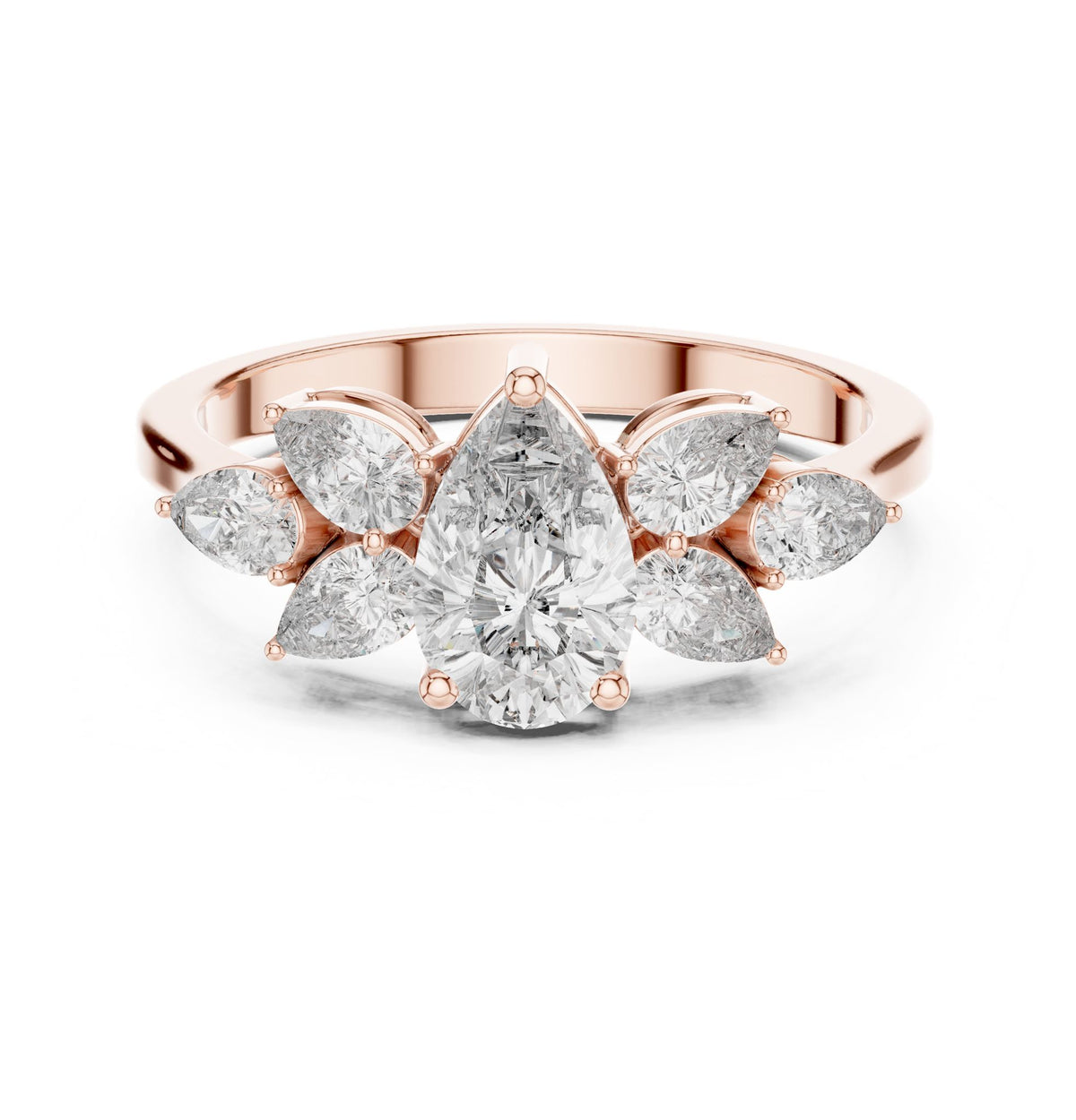 Pear Cluster Lab Grown Diamond Engagement Ring