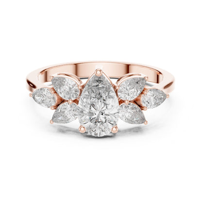 Pear Cluster Lab Grown Diamond Engagement Ring
