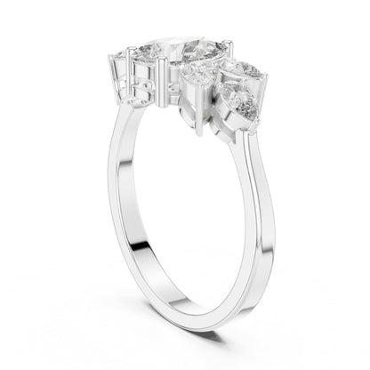 Pear Cluster Lab Grown Diamond Engagement Ring