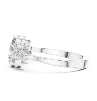 Pear Cluster Lab Grown Diamond Engagement Ring