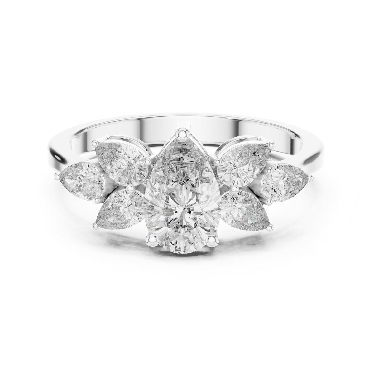 Pear Cluster Lab Grown Diamond Engagement Ring
