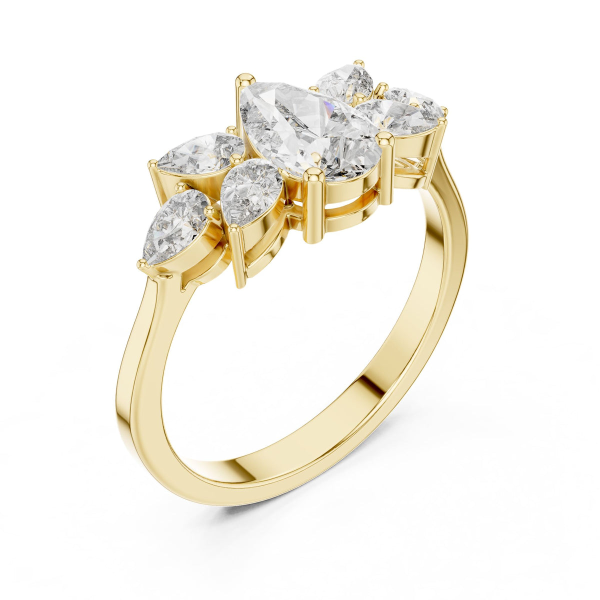 Pear Cluster Lab Grown Diamond Engagement Ring