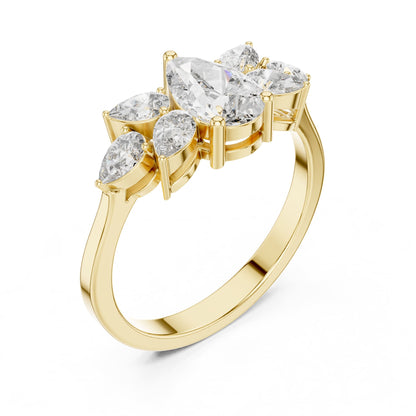 Pear Cluster Lab Grown Diamond Engagement Ring