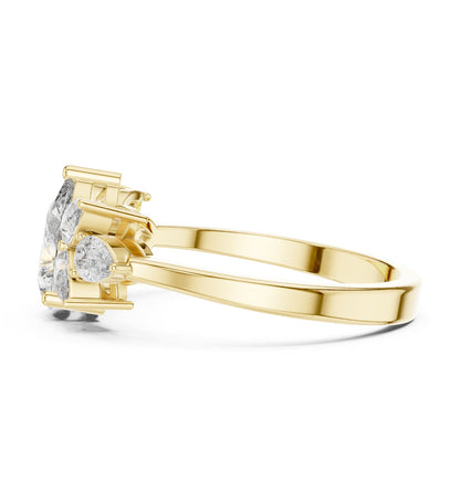 Pear Cluster Lab Grown Diamond Engagement Ring