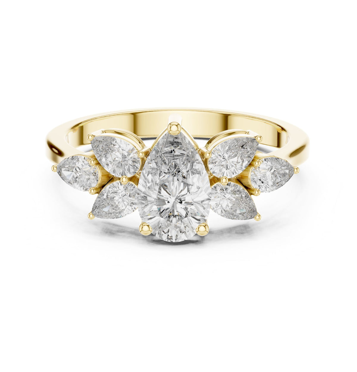 Pear Cluster Lab Grown Diamond Engagement Ring
