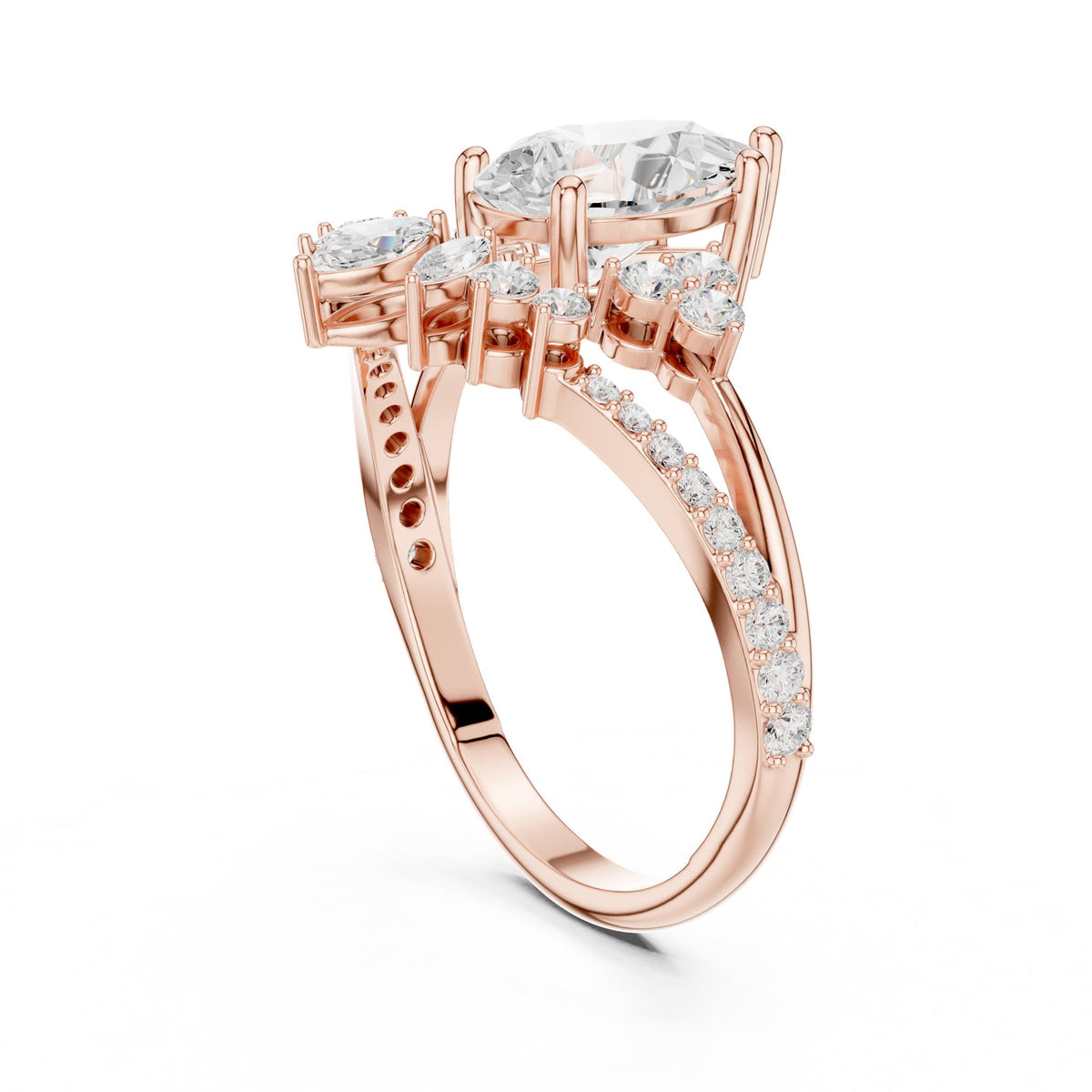Pear Cluster Lab Grown Diamond Engagement Ring