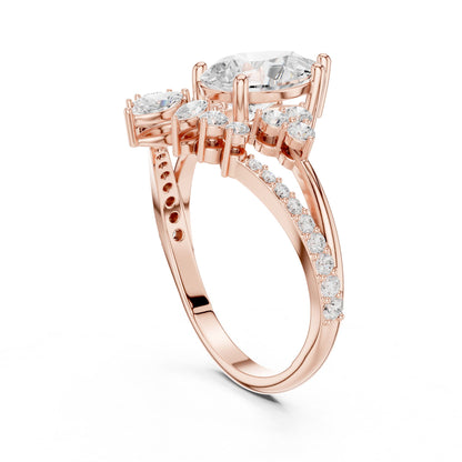 Pear Cluster Lab Grown Diamond Engagement Ring