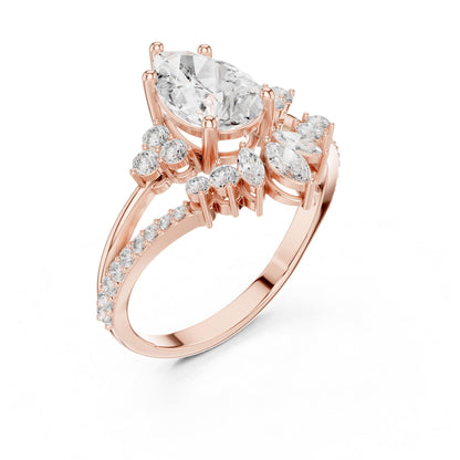 Pear Cluster Lab Grown Diamond Engagement Ring