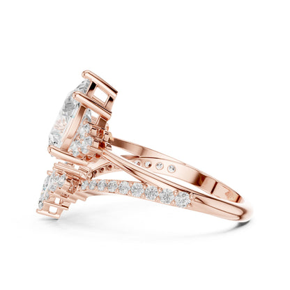 Pear Cluster Lab Grown Diamond Engagement Ring