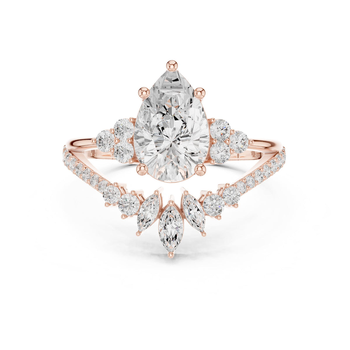 Pear Cluster Lab Grown Diamond Engagement Ring