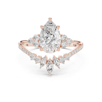 Pear Cluster Lab Grown Diamond Engagement Ring