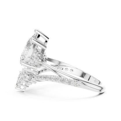 Pear Cluster Lab Grown Diamond Engagement Ring