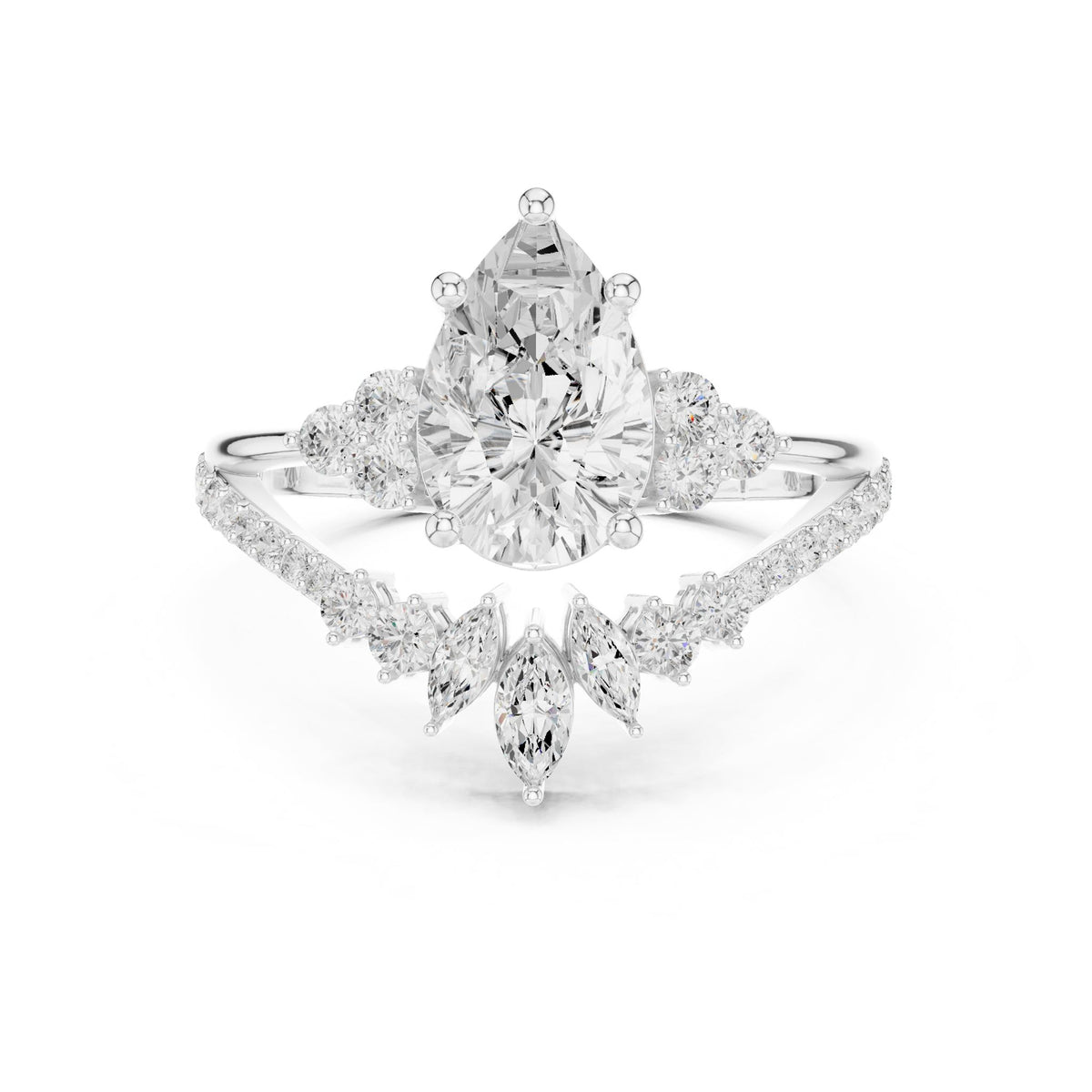 Pear Cluster Lab Grown Diamond Engagement Ring