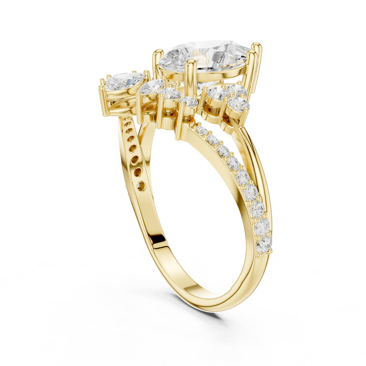 Pear Cluster Lab Grown Diamond Engagement Ring