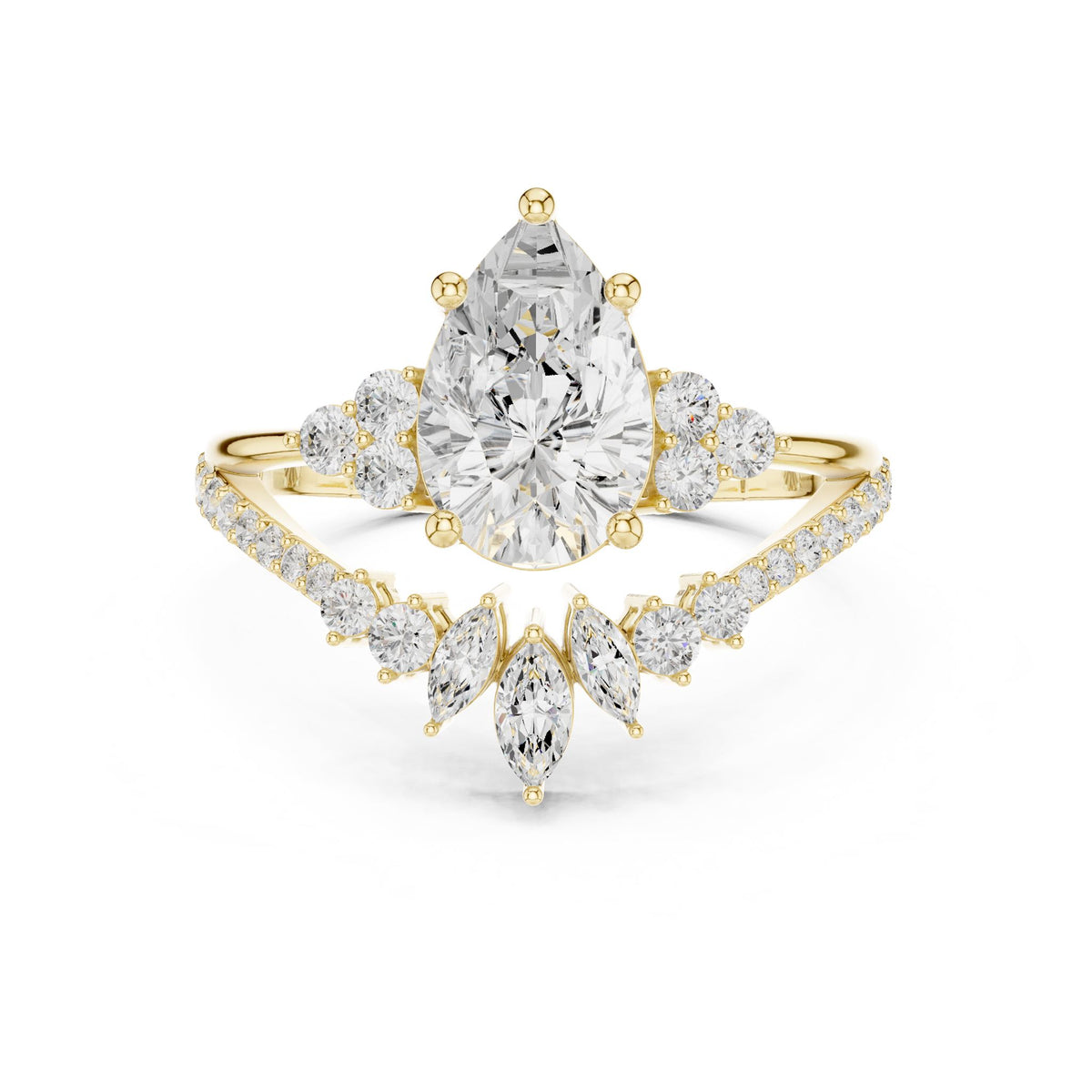 Pear Cluster Lab Grown Diamond Engagement Ring