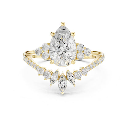 Pear Cluster Lab Grown Diamond Engagement Ring