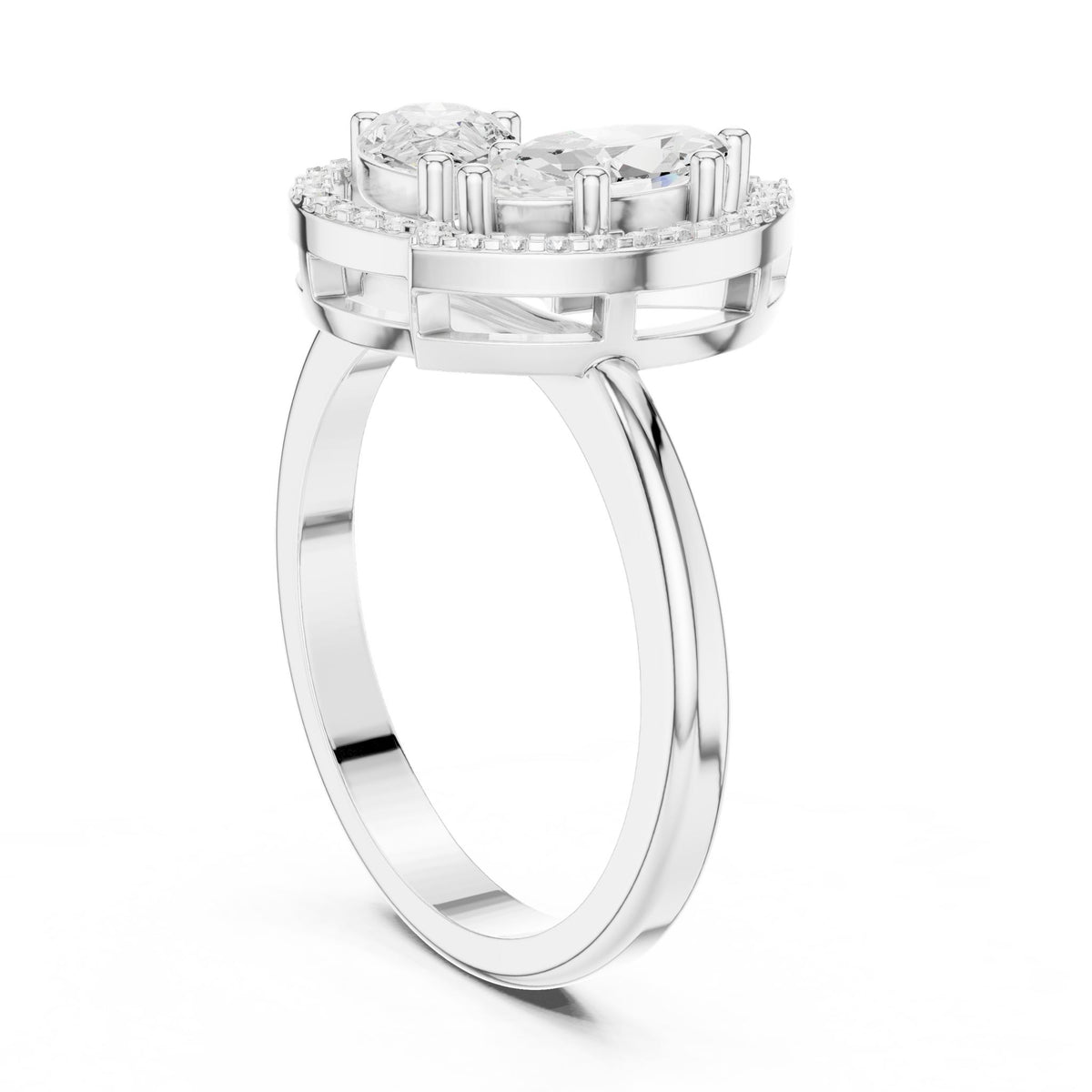 Pear Cluster Lab Grown Diamond Engagement Ring