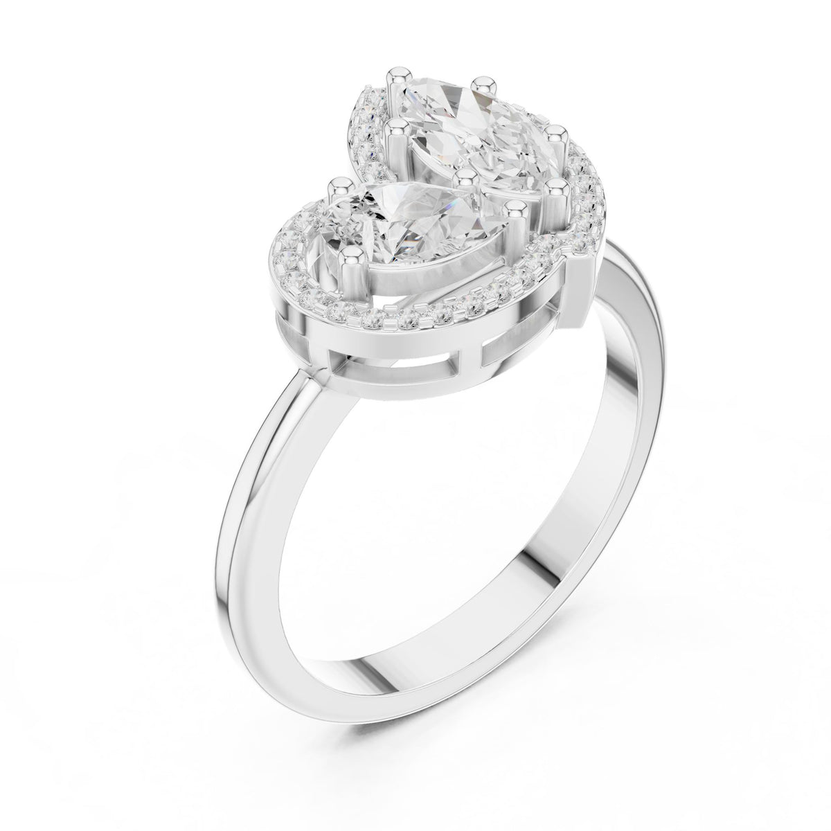 Pear Cluster Lab Grown Diamond Engagement Ring