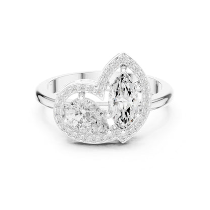 Pear Cluster Lab Grown Diamond Engagement Ring
