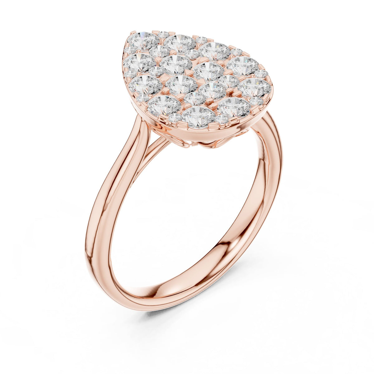 Pear Cluster Lab Grown Diamond Engagement Ring