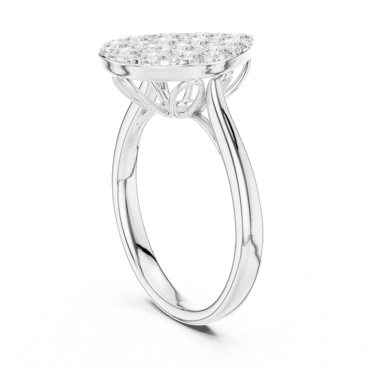 Pear Cluster Lab Grown Diamond Engagement Ring