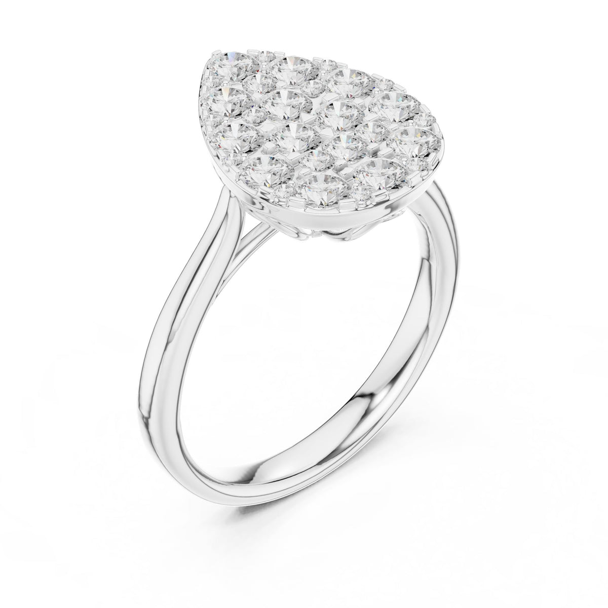 Pear Cluster Lab Grown Diamond Engagement Ring