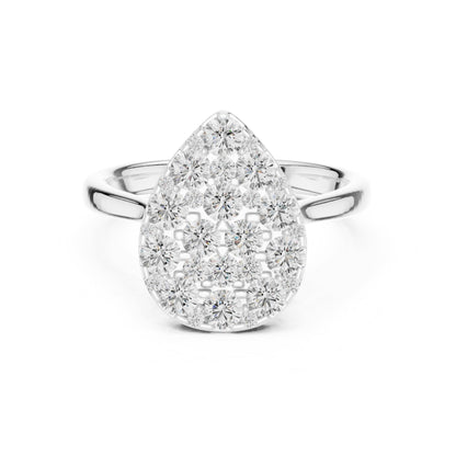 Pear Cluster Lab Grown Diamond Engagement Ring
