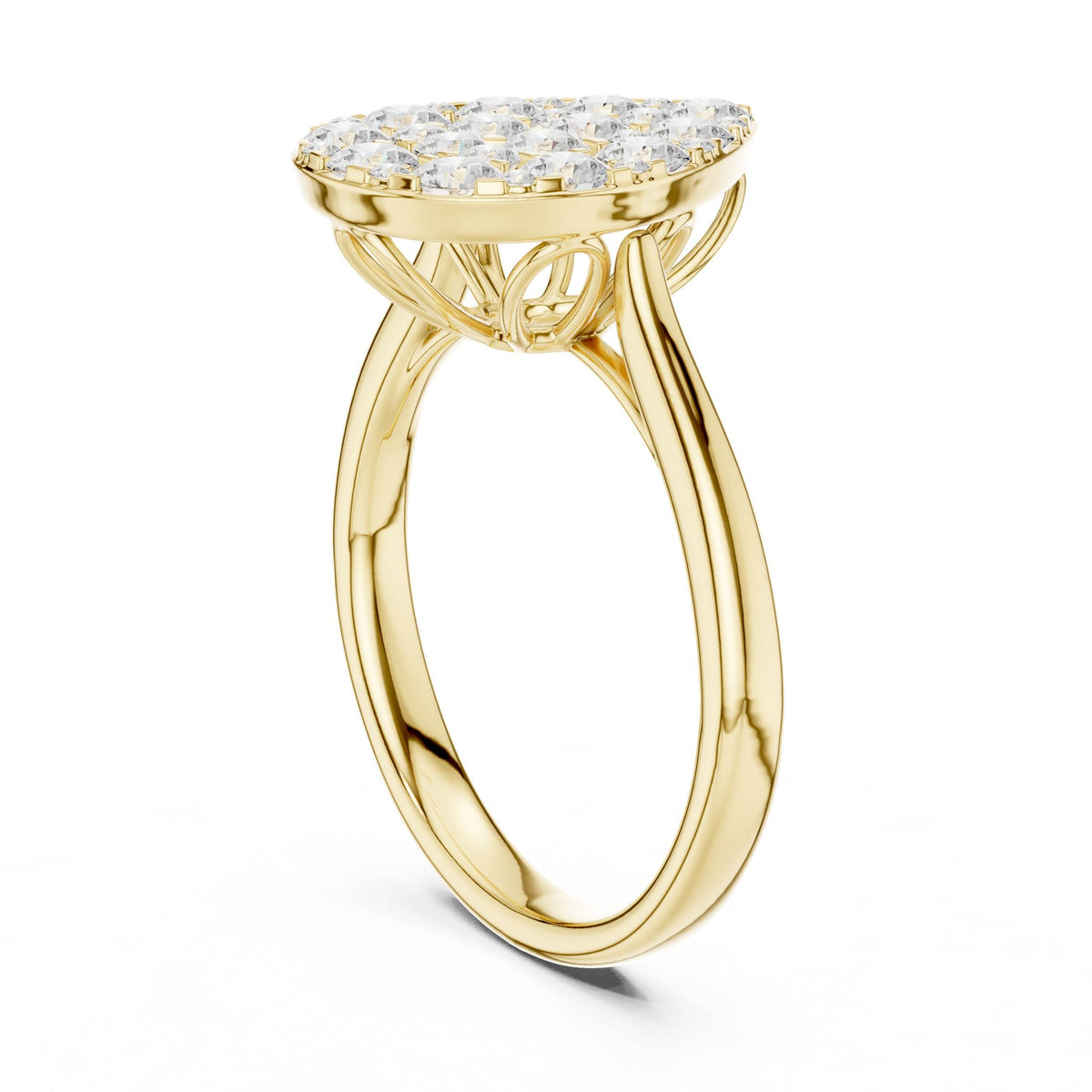 Pear Cluster Lab Grown Diamond Engagement Ring