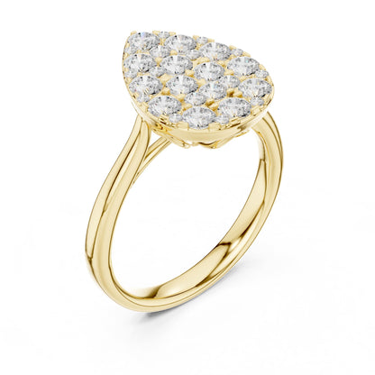Pear Cluster Lab Grown Diamond Engagement Ring