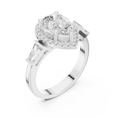 Pear Halo Lab Grown Diamond Engagement Ring