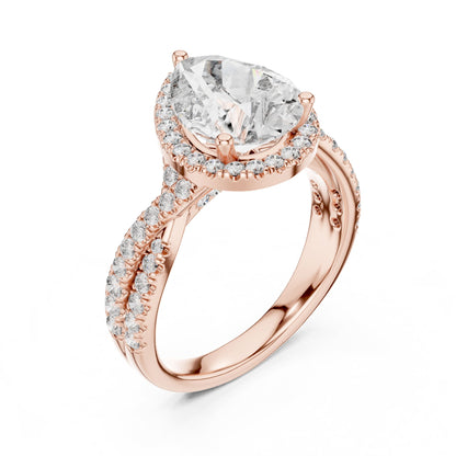 Pear Halo Lab Grown Diamond Engagement Ring