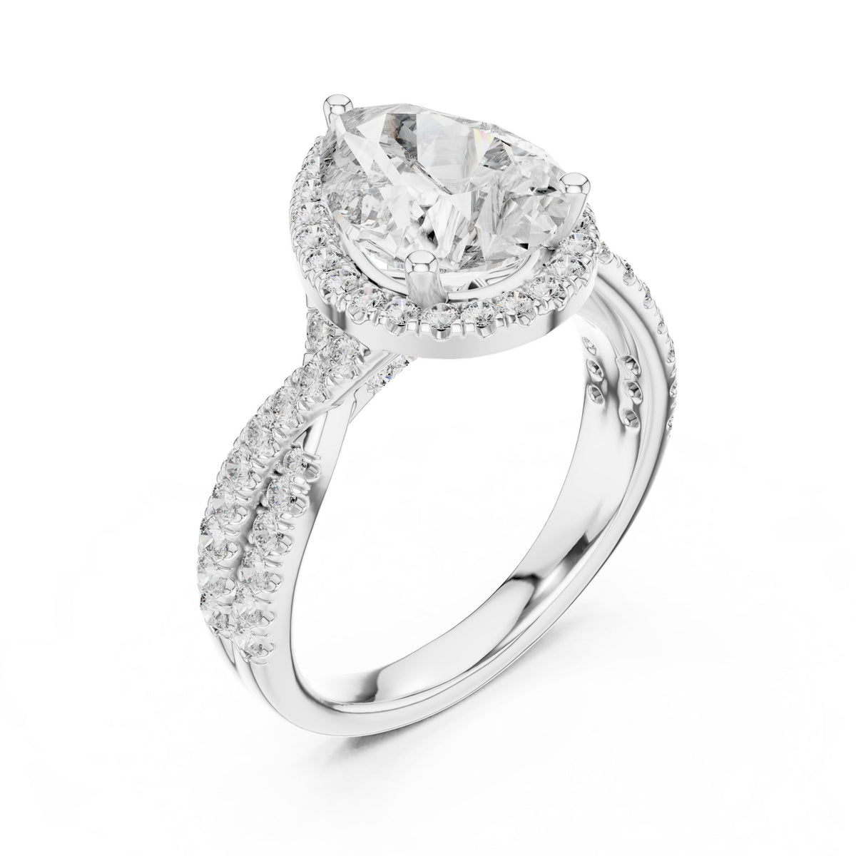 Pear Halo Lab Grown Diamond Engagement Ring