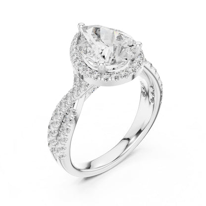 Pear Halo Lab Grown Diamond Engagement Ring