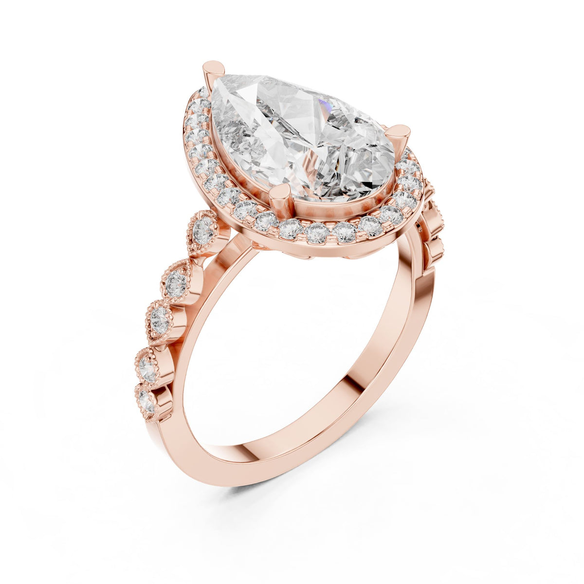 Pear Halo Lab Grown Diamond Engagement Ring