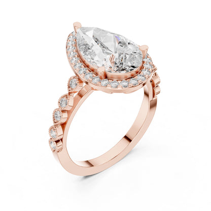 Pear Halo Lab Grown Diamond Engagement Ring