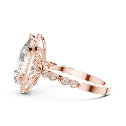 Pear Halo Lab Grown Diamond Engagement Ring